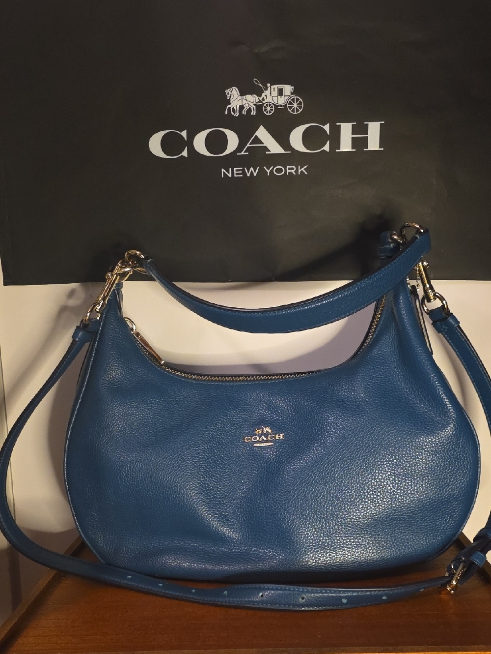 Coach Hadley  Teal Blue Hobo Shoulder / Crossbody